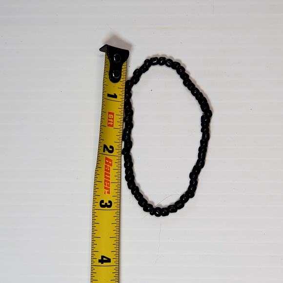 Black Beaded Stretch Bracelet Minimalist Basic 7" - Picture 3 of 3